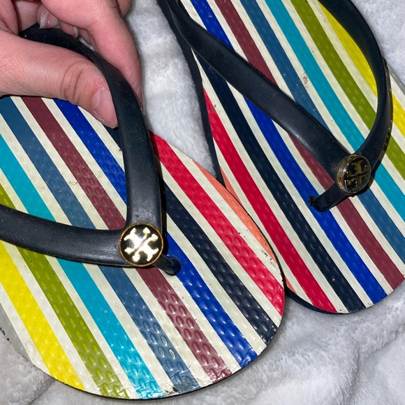 Tory Burch Striped Flip Flops - Picture 2 of 3